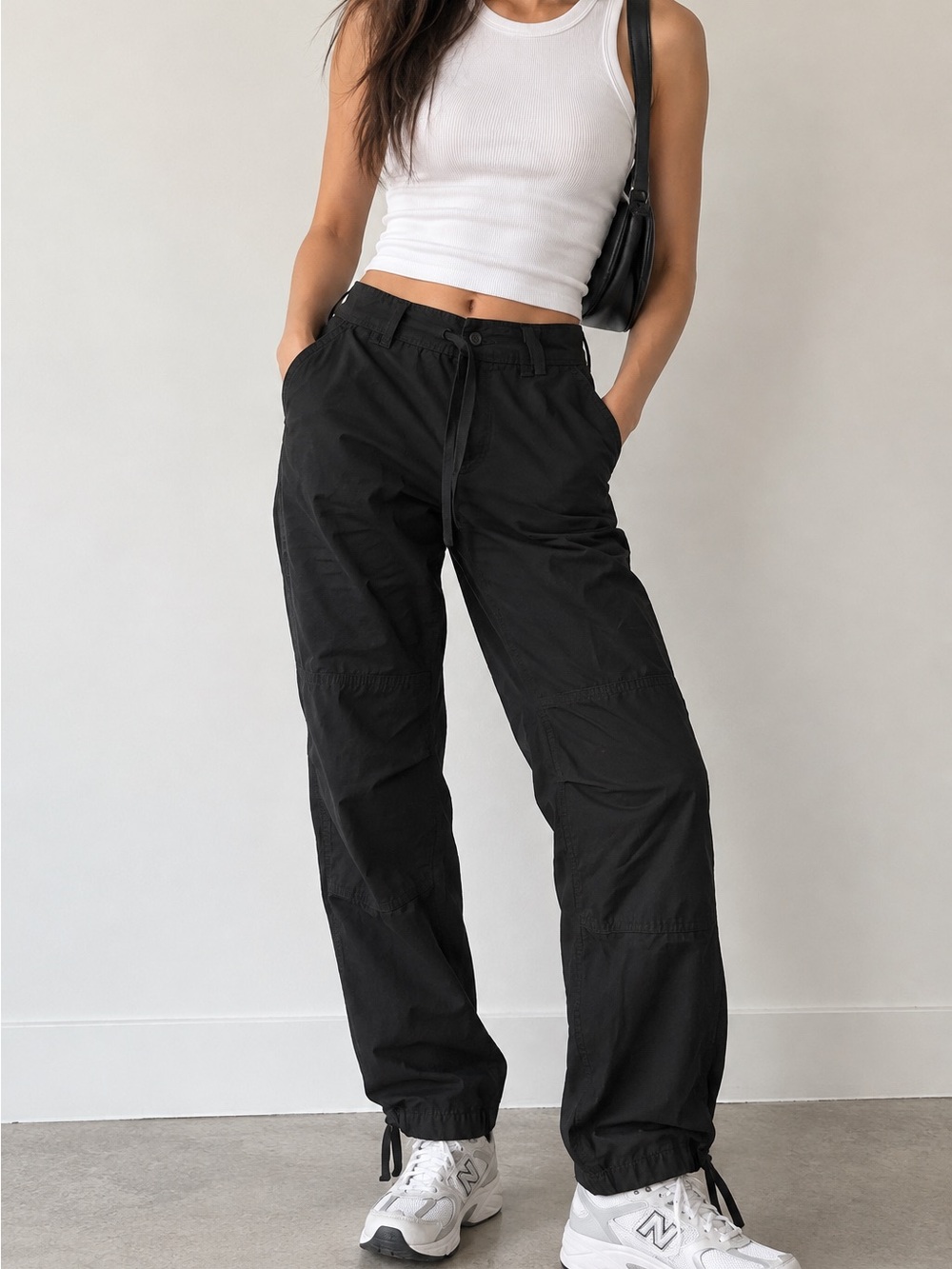 Aritzia Tna Black Utility Cargo Pants Drawstring Hem Size 0